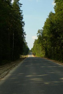 Длинный спуск в районе 30 км трассы
